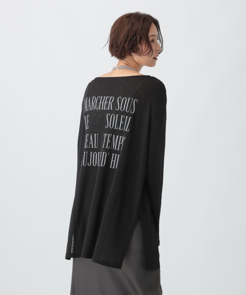 LEPSIM（レプシィム） tシャツ シアーメランジボーダーロゴチュニック