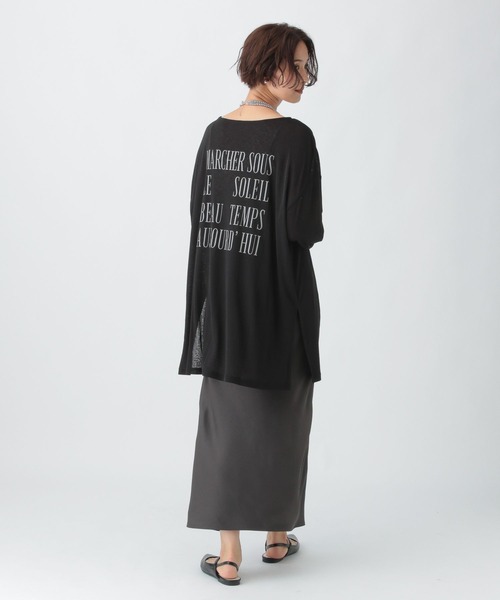 LEPSIM（レプシィム） tシャツ シアーメランジボーダーロゴチュニック