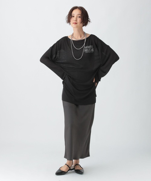 LEPSIM（レプシィム） tシャツ シアーメランジボーダーロゴチュニック