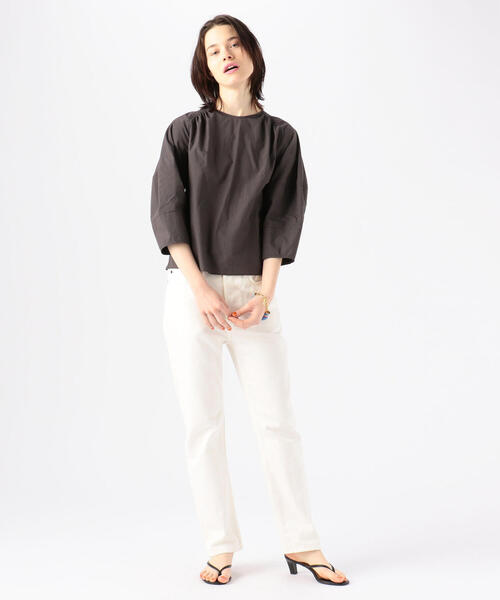 「TOMORROWLAND」 「MACPHEE」7分袖ブラウス 36 チャコールグレー レディース_画像3