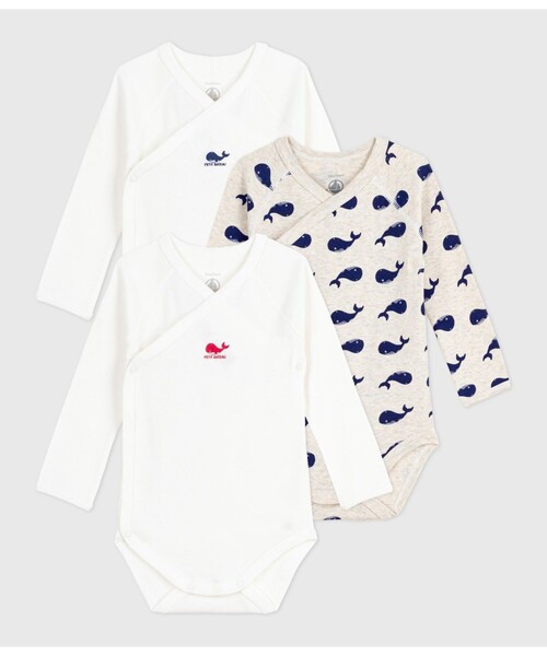 ！！！！早いもの勝ち！！！！【新品未使用】PETIT BATEAU ベビー肌着 PETIT BATEAU（プチバトー） ベビー肌着 長袖あわせボディ3枚組