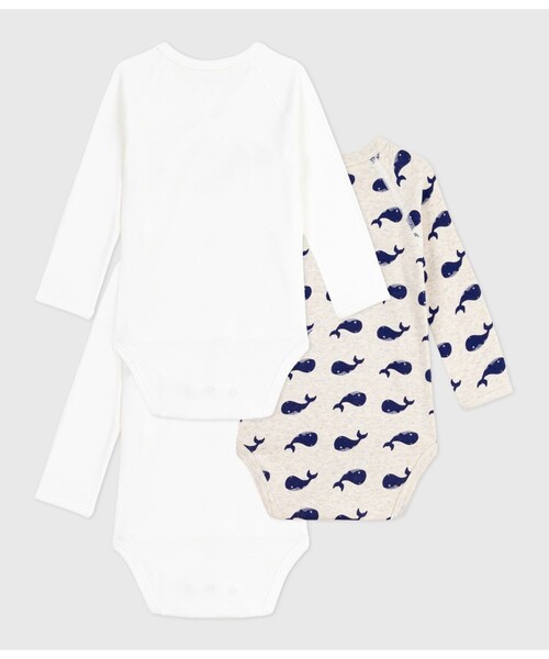 PETIT BATEAU（プチバトー） ベビー肌着 長袖あわせボディ3枚組