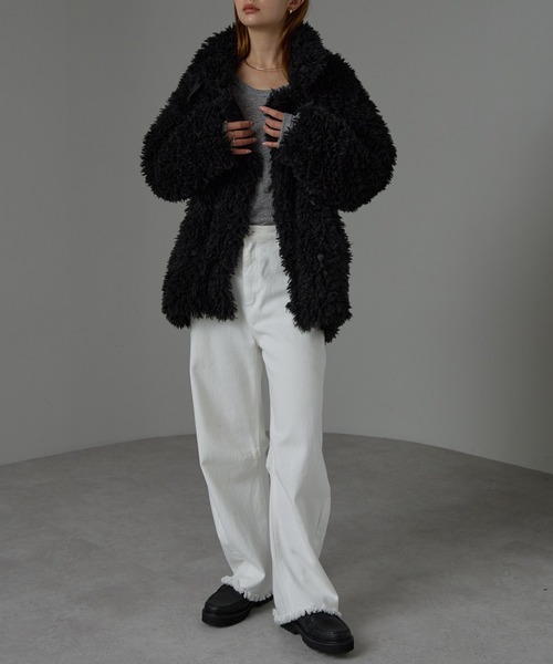 r.（アールドット） ピーコート pコート プードルファー 2wayカラー