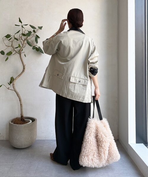 DouDou（ドゥドゥ） カバーオール レザーカラーカバーオールジャケット