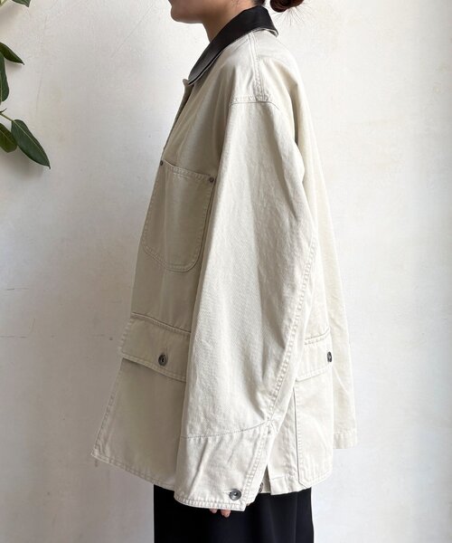 DouDou（ドゥドゥ） カバーオール レザーカラーカバーオールジャケット