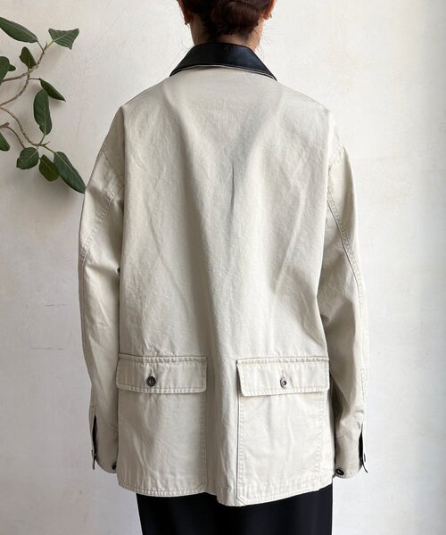 ジャケット・アウター DOU DOU DouDou カバーオール レザーカラーカバーオールジャケット レディース