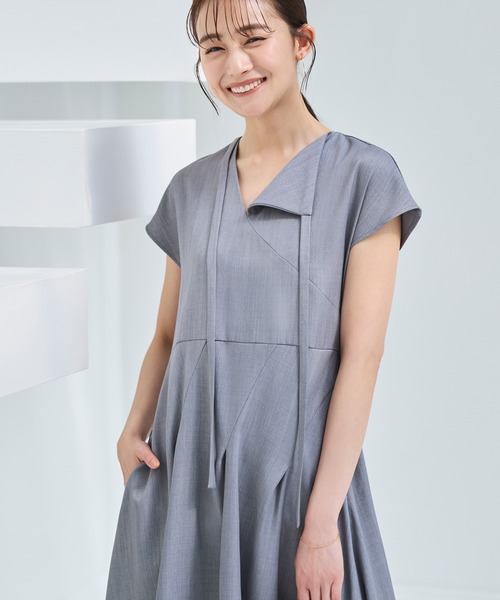 「RUIRUE BOUTIQUE」 半袖ワンピース L ライトグレー レディース_画像2