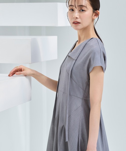 「RUIRUE BOUTIQUE」 半袖ワンピース L ライトグレー レディース_画像3