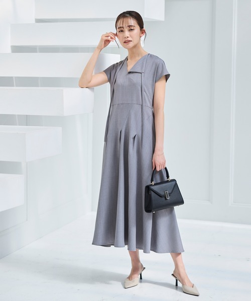 「RUIRUE BOUTIQUE」 半袖ワンピース L ライトグレー レディース_画像5