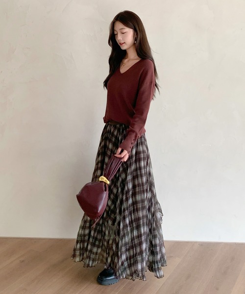 チュールチェック刺繍スカート チュールチェックスカート｜JENNE(ジェンヌ)公式通販：パリジェンヌの