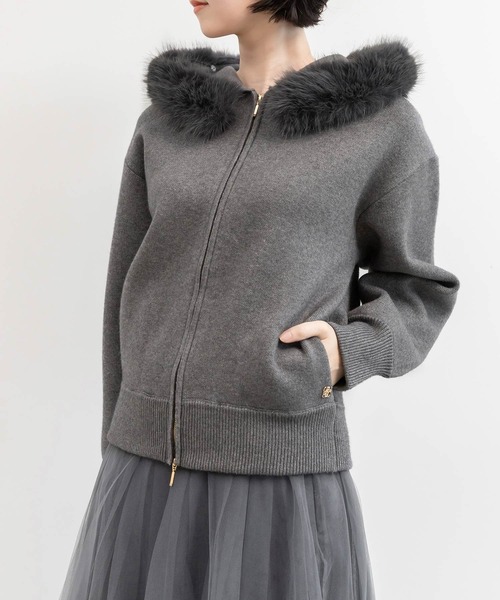 RANDA（ランダ） パーカー 2WAY フェイクファーニットパーカー