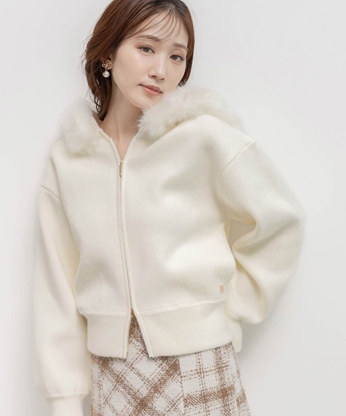 RANDA（ランダ） パーカー 2WAY フェイクファーニットパーカー