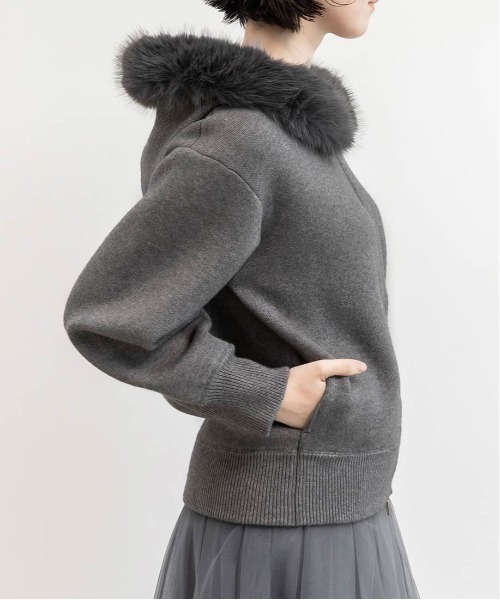 RANDA（ランダ） パーカー 2WAY フェイクファーニットパーカー