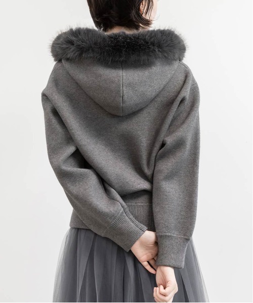 RANDA（ランダ） パーカー 2WAY フェイクファーニットパーカー