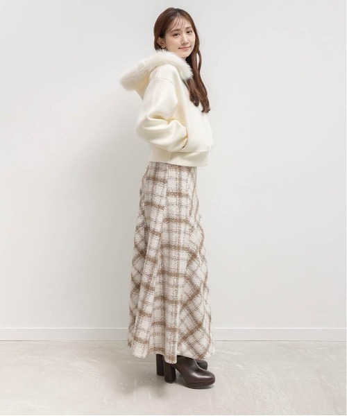 RANDA（ランダ） パーカー 2WAY フェイクファーニットパーカー