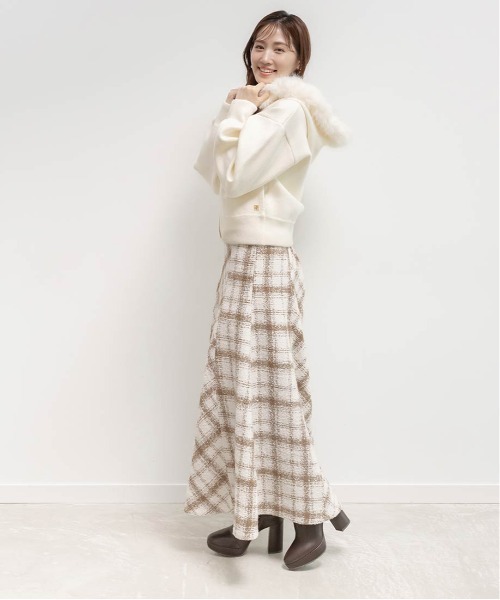 RANDA 2WAY フェイクファーニットパーカー ベージュ FT サイズ 2WAY フェイクファーニットパーカー（パーカー）｜RANDA（ランダ）の