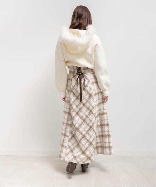 RANDA（ランダ） パーカー 2WAY フェイクファーニットパーカー