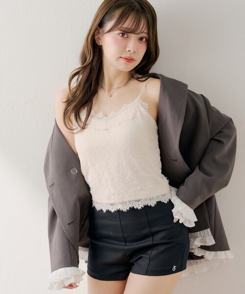 ［新品タグ付き］キャミ付き・総レーストップス Chico（チコ） キャミソール カップ付き総レースキャミ : ZOZOTOWN