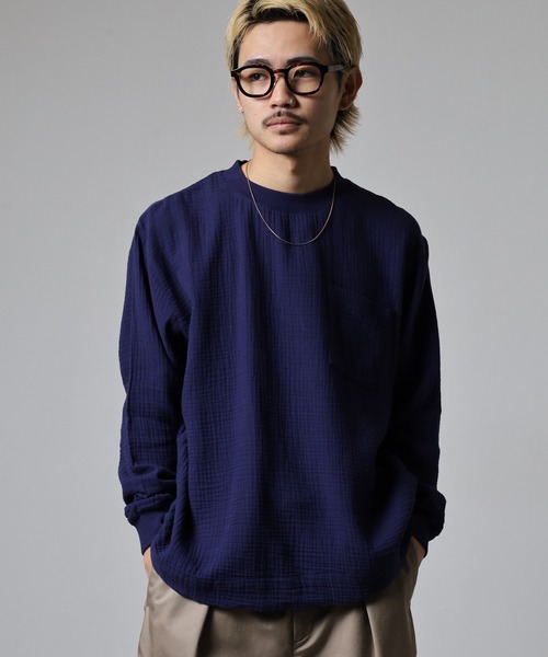 OMNES（オムネス） tシャツ ダブルガーゼポケット付き長袖Tシャツ