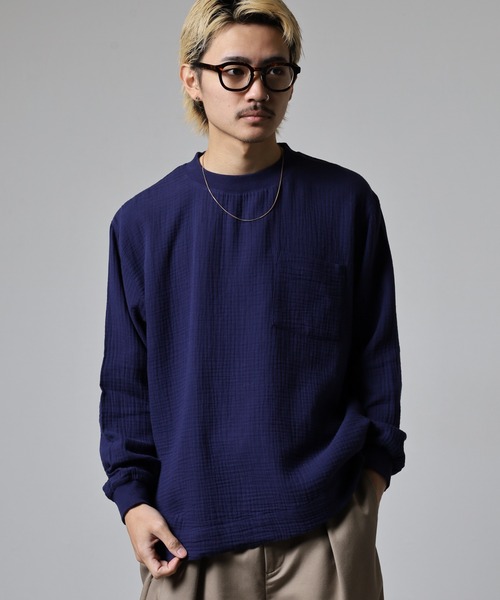 OMNES（オムネス） tシャツ ダブルガーゼポケット付き長袖Tシャツ