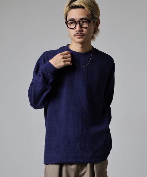 OMNES（オムネス） tシャツ ダブルガーゼポケット付き長袖Tシャツ