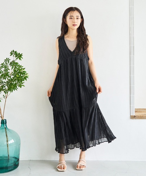 「mil」 ノースリーブワンピース X-SMALL ライトブラウン レディース_画像4