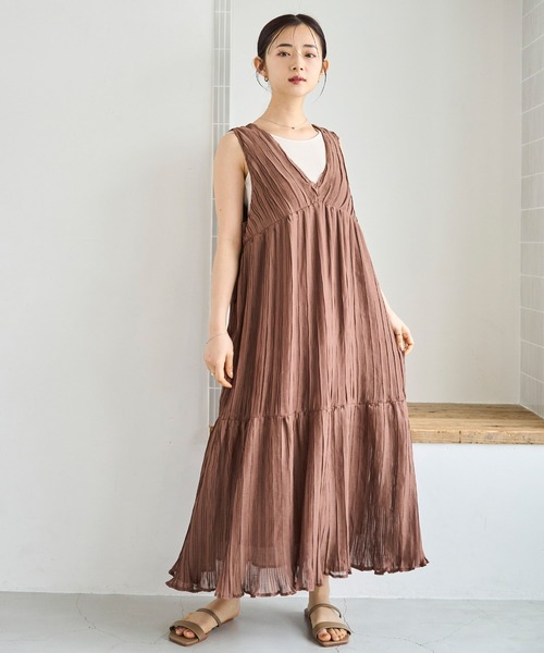 「mil」 ノースリーブワンピース X-SMALL ライトブラウン レディース_画像8