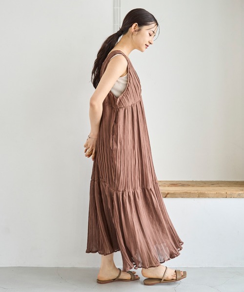 「mil」 ノースリーブワンピース X-SMALL ライトブラウン レディース_画像9