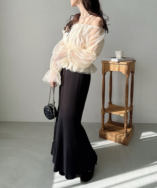 「Meiru」 ロングスカート LARGE グレイッシュベージュ レディース_画像8