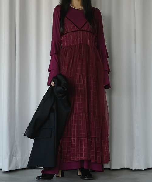 「Ezick」 キャミソールワンピース FREE ネイビー レディース_画像3