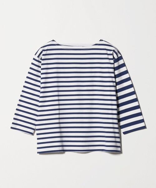tシャツ 8分袖 イレギュラー ボーダー カットソー レディースの画像