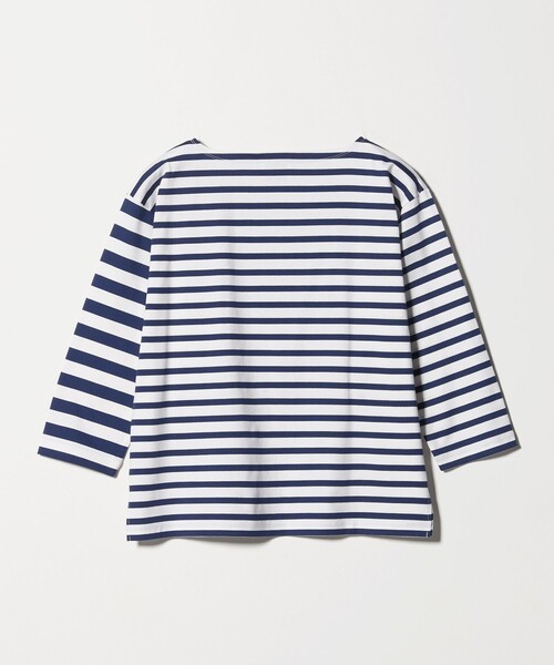 tシャツ 8分袖 イレギュラー ボーダー カットソー レディースの画像