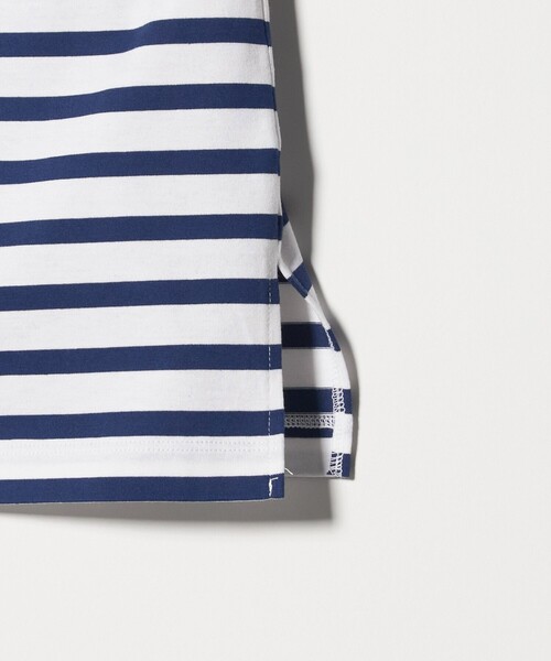 tシャツ 8分袖 イレギュラー ボーダー カットソー レディースの画像