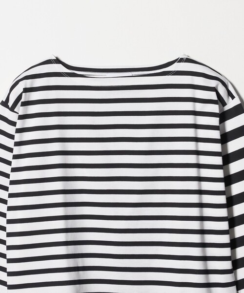 tシャツ 8分袖 イレギュラー ボーダー カットソー レディースの画像