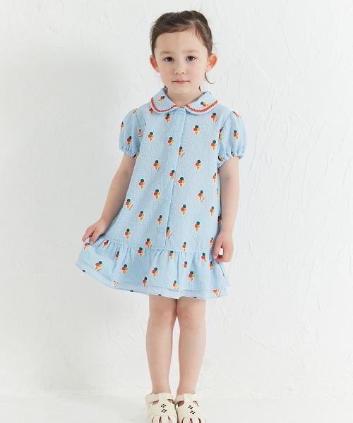 ワンピース サマーアイスシアサッカー半袖ワンピース キッズ 子供服