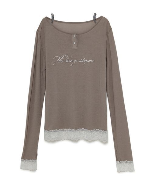 SORIN（ソリン） ヘンリーネック tシャツ Lace Hem Sheer Top