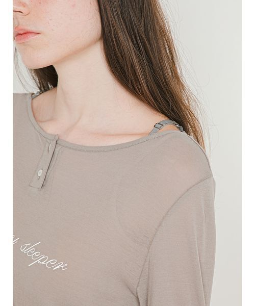 SORIN（ソリン） ヘンリーネック tシャツ Lace Hem Sheer Top