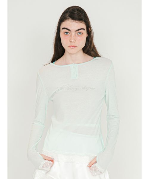 SORIN（ソリン） ヘンリーネック tシャツ Lace Hem Sheer Top