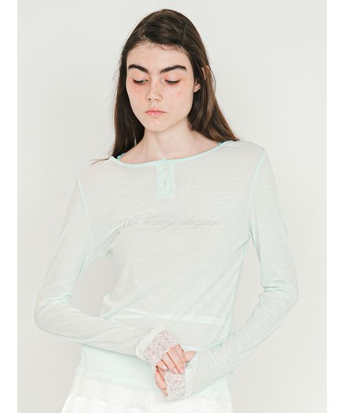 SORIN（ソリン） ヘンリーネック tシャツ Lace Hem Sheer Top