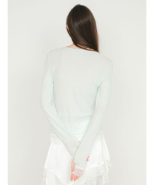 SORIN（ソリン） ヘンリーネック tシャツ Lace Hem Sheer Top