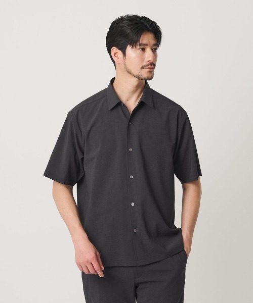 H BEAUTY & YOUTH / ウール半袖シャツ　ブラック　M BEAUTY＆YOUTH UNITED ARROWS シャツ 半袖 「WEB限定 WARDROBE SMART