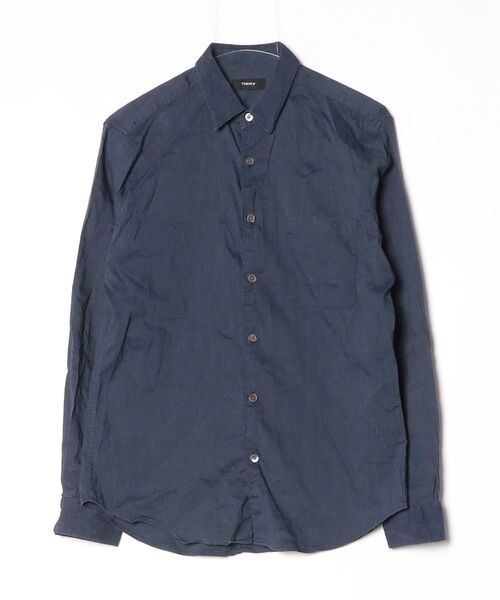 Theory ネイビー 長袖シャツ　新品未使用 theory（セオリー） 」 長袖シャツ S ネイビー レディース : ZOZOTOWN