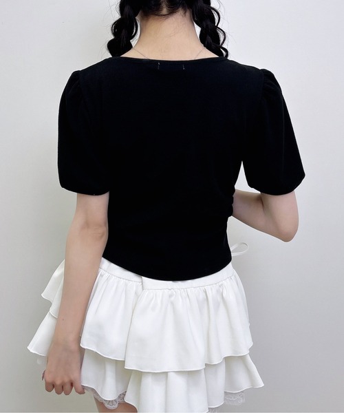 INGNI（イング） tシャツ 半袖 チェックリボンレイヤード風リブ