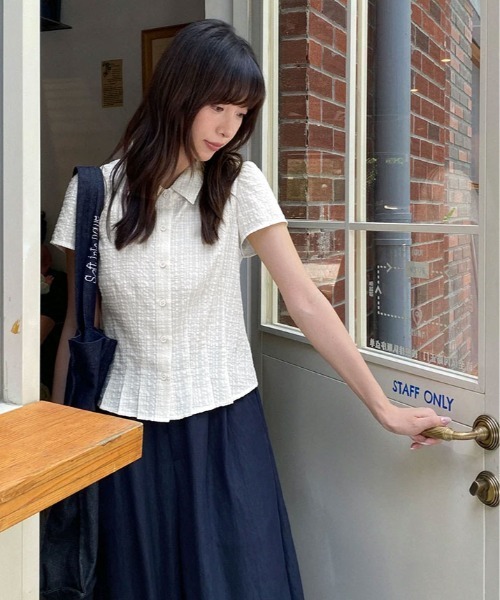 ブラウス シャツ 半袖 裾タック 立体 ジャガード 半袖 ブラウス レディース | ブランド登録なし | 06