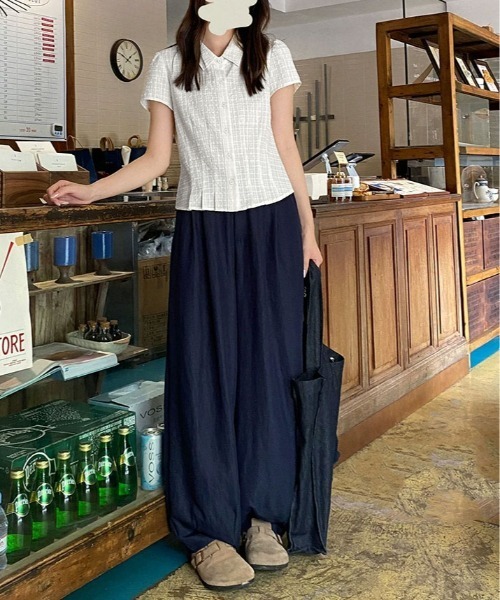 ブラウス シャツ 半袖 裾タック 立体 ジャガード 半袖 ブラウス レディース | ブランド登録なし | 07