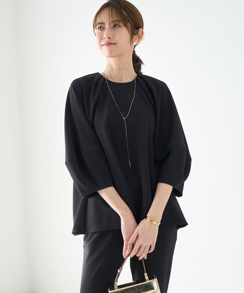 「UNFILO」 7分袖ブラウス MEDIUM ネイビー レディース_画像5