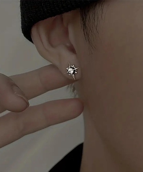 ピアス EKG197/ダイヤ風スターシルバーワンポイントピアス/両耳用