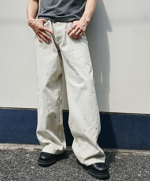 CONZ ワイドパンツ ジーンズ loose fit duck pants 3color paint