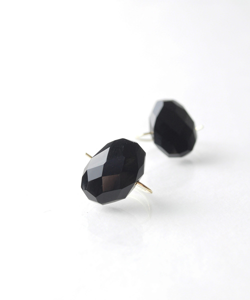 ピアス 「anq.」K10・ OneStoneピアス(ターコイズ、アクアマリン、ラピスラズリ、スモーキークォーツ、オニキス、クリソプレイズ)の画像