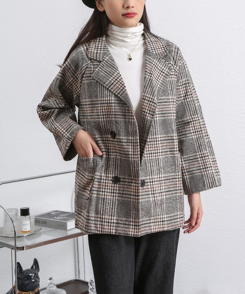 MAISON DE THERESE ジャケット テーラードジャケット 格子テーラード 